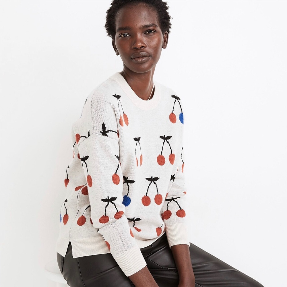 Madewell Cherry Jacquard Sweater nwt
